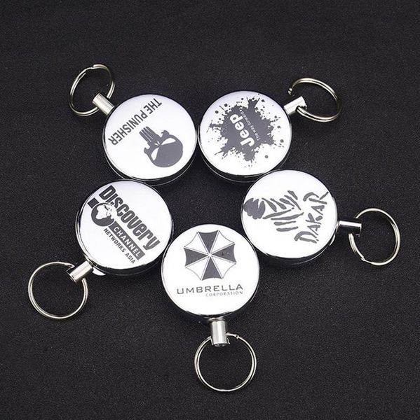 Chaveiro Chaveiro Ao Ar Livre Resiliência Aço Corda Retrátil Alarme Chaveiro Chaveiro Elástico Keychain Recoil Esporte Anti Perdido Yoyo Ski Pass Holder Cartão