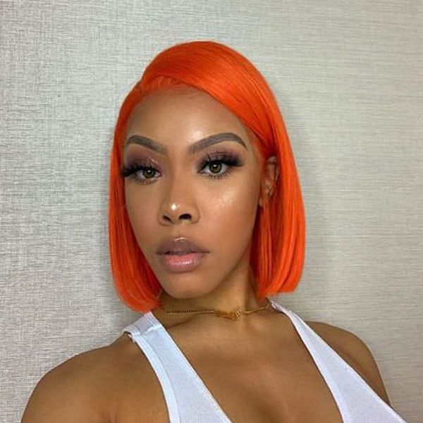 Orange Short Full Lace Bob Human Hair Wigs For Black Women