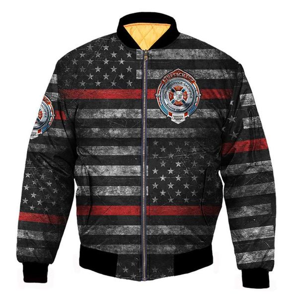 

new bomber jacket men pilot 3d fire dept firefighter thick cotton pilot bomber jacket men windbreaker coat men autumn size s-3xl, Black;brown