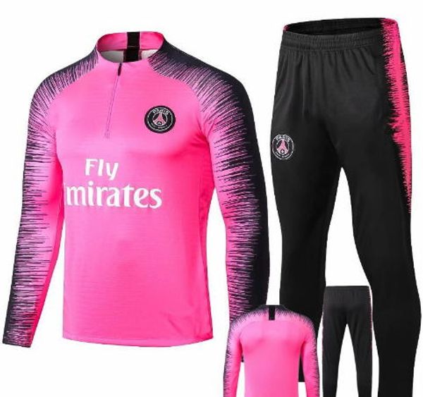 

2018 2019 p g pink track uit 18 19 pari mbappe jr luca p g long leeve training uit football jacket kit training uit uniform chandal, Black;red