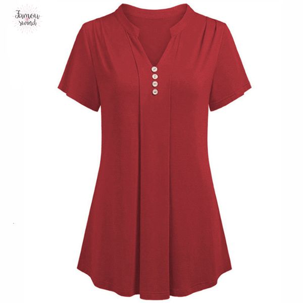 

blouse plus size women solid 2019 spring summer short sleeve v neck blouse female casual loose shirts blusas, White