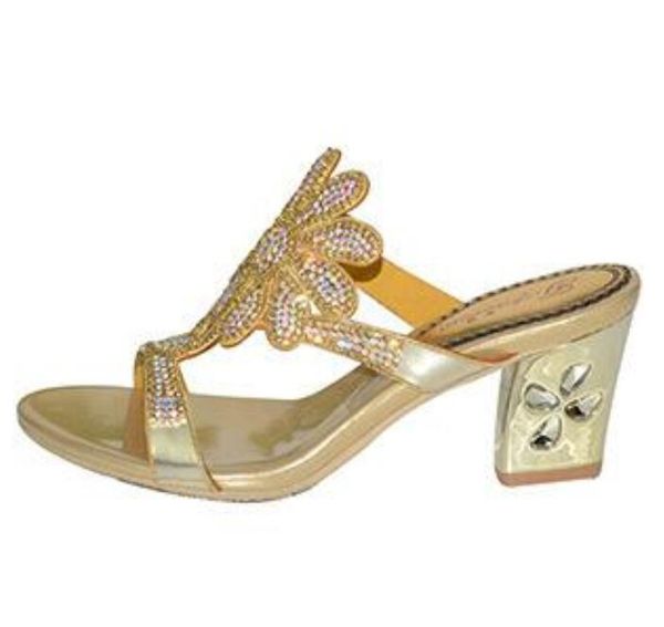 

8 luxury rhinestone elegant sandals with a chunky middle heel, Black