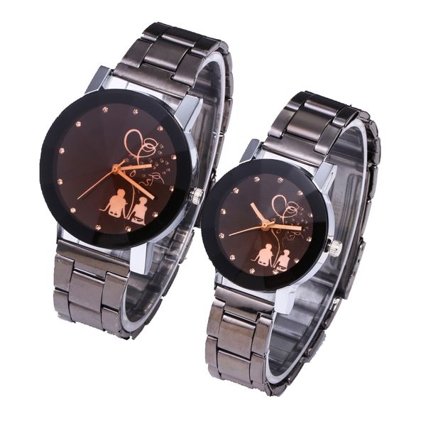 

Fashion top notch lovers couple alloy metal diamond silver band watches wholesale women mens ladies dress quartz wrist watches