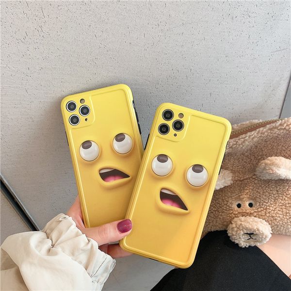 

slim fit imd cartoon funny expression yellow mobile phone case cover for iphone 11 pro max 7 8 plus x xr