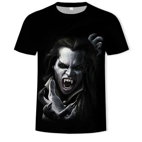 

mens designer short sleeve vampire 3d printed round neck casual t-shirt, White;black