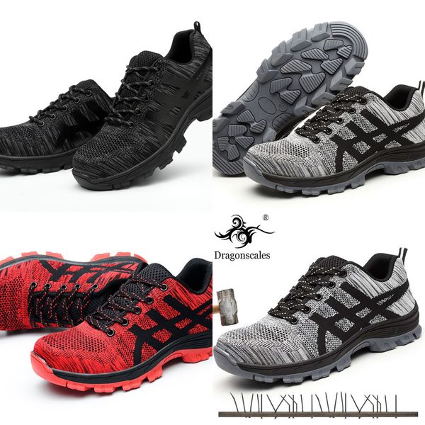 

plus size men casual breathable summer mesh steel toe caps work safety shoes anti-pierce construction site worker security boot, Black