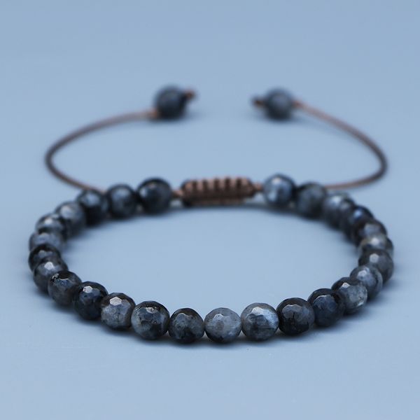 

edothalia 6mm faceted black labradorite stone women men bracelets yoga jewelry bijoux