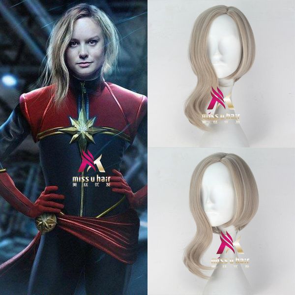 Captain Marvel Carol Danvers Short Wavy Ash Blonde Movie