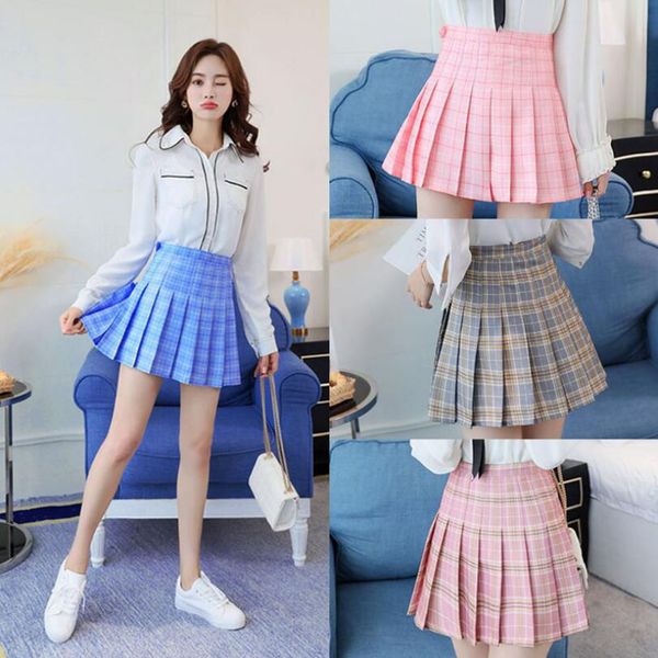 

women summer plaids a-line high waist plain skater flared pleated short mini shorts cosplay kawaii sweet girls dance skirt, Black