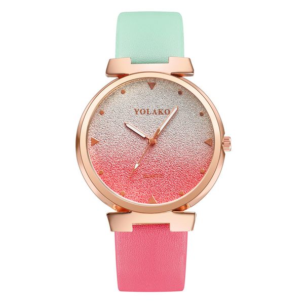

gradient color babysbreath watches women dress fashion leather wristwatches girl casual quartz watches clock relogio female, Slivery;brown