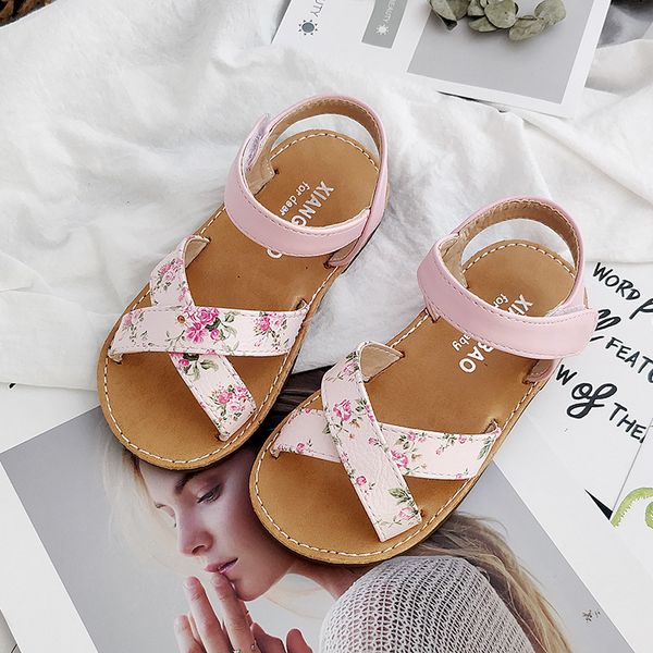 

girls sandals flowers kids sandals crossover childrens princess shoes open toes sandals sweet girl beach shoes sandalia infantil t200411, Black;red