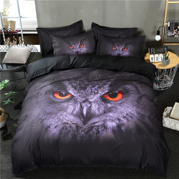 Black Cat Black Owl Digital Print Bedding Set Quilt Cover Design