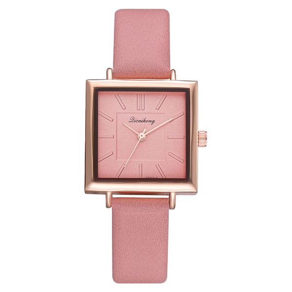 

women lady girl wrist quartz watch pu leather square alloy fashion durable gift hd88, Slivery;brown
