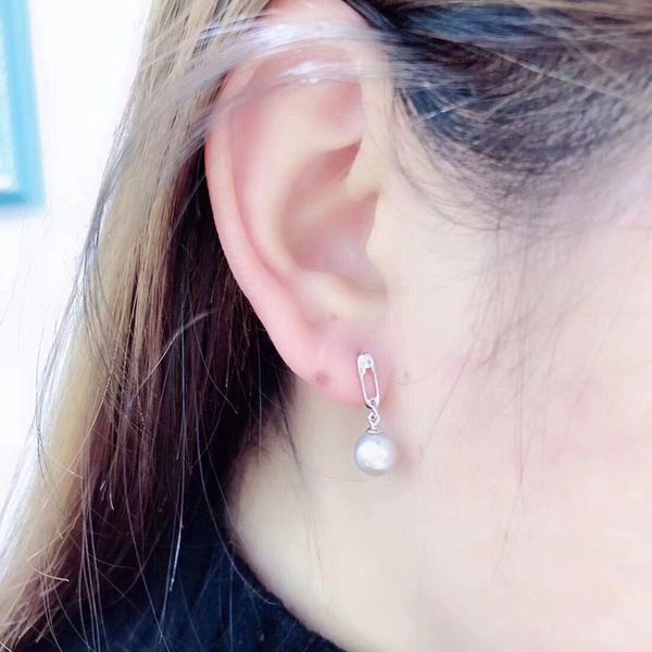 

runzhuqiyuan diy pearl accessories empty support s925 sterling silver pearl earrings empty support multi-bead models with 8-12m, Golden;silver