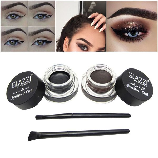 

2pcs eyes liner set gel with brush quick dry makeup pencil waterproof easy to wear eyeliner pencil