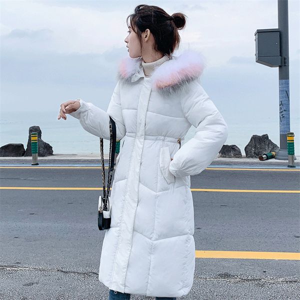 

women's down & parkas cotton jacket winter women 2021 medium long loose thick female outerwear hooded fur collar large size ladies cw68, Black