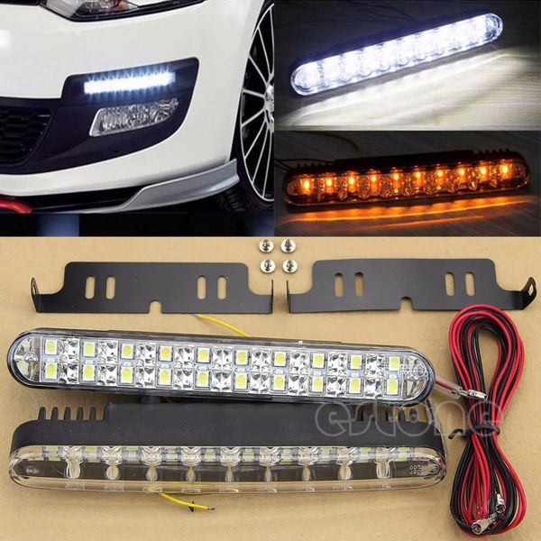 

hngchoige 2pcs car daytime running turn signal light drl 12v 12w 30 led daylight lamp with turn lights