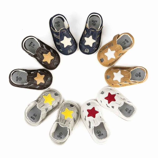 

toddle baby girls white star sandal shoes pu infant baby girl boy shoes soft bottom crib anti-slip summer 0-12m, Black;red