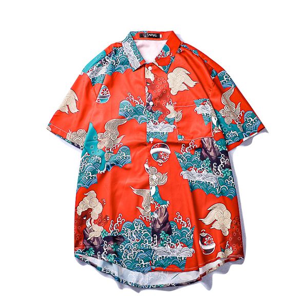 

hawaiian beach shirts mens casual hip hop streetwear summer hawaii island holiday fancy t shirts short sleeve hawaiian, White;black
