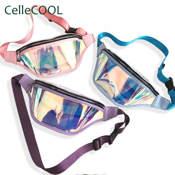 

waist bags 2021 korean version of the female bag laser transparent women's crossbody sports running pu trav
