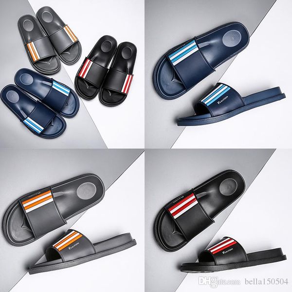 

хорошее качество дизайнерские тапочки gear bottoms мужские полосатые сандалии причинные нескользящие летние тапочки huaraches вьетнамки пляж, Black