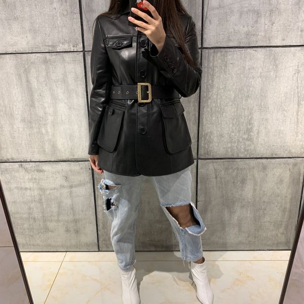 

ladies real leather blazer women genuine leather coat, Black