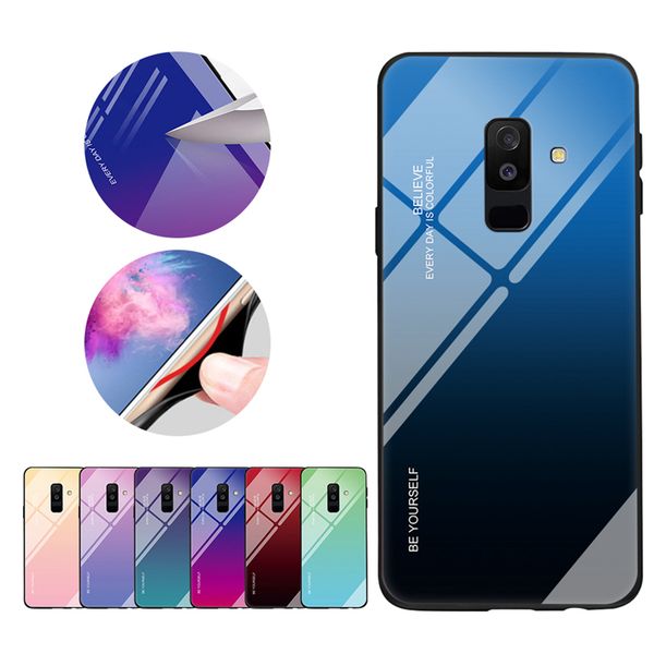 

gradient tempered glass back phone case for samsung galaxy s10 s9 s8 a30 a50 a60 a70 m20 m30 j4 j6 plus shockproof case cover