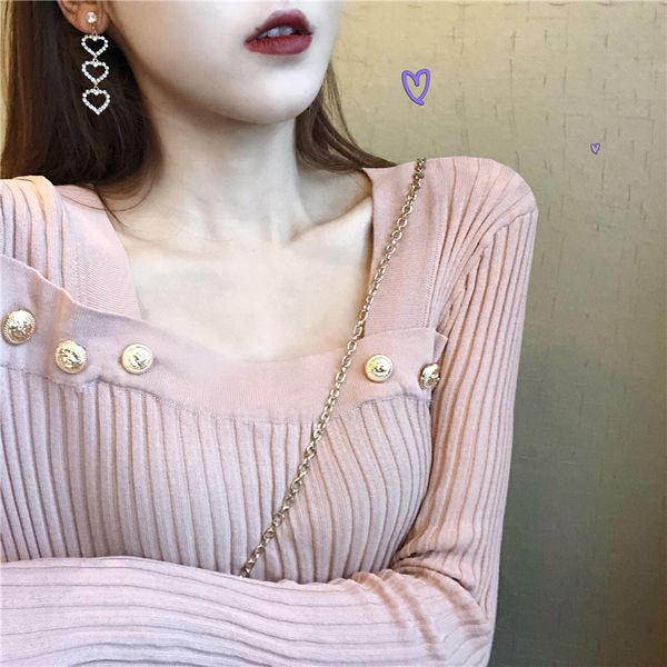 

2019 new winter sweater women knitted sweater square neck winter clothes women cashmere, White;black