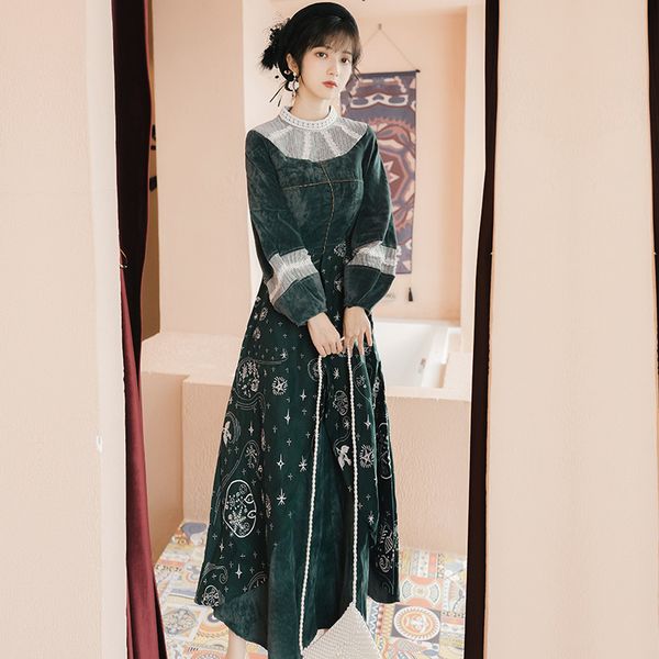 

2020 new fashion women's clothing vintage dress women, Black;gray