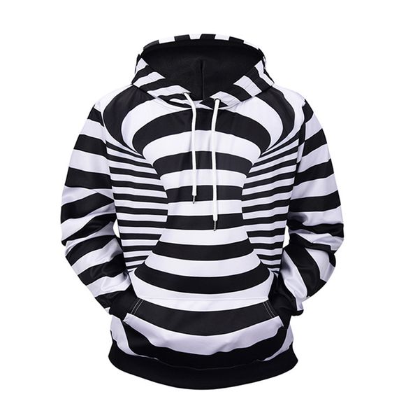 

women men 3d striped hoodies sweatshirt new street youth men's streetwear shirt round neck autumn and spring, Black