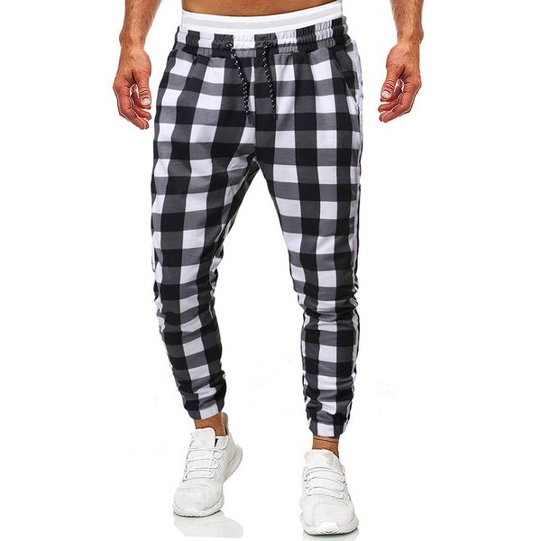

cysincos spring fashion autumn men's pant soft sport printed casual sweatpants tethered belt trousers female trousers lace, Black;white