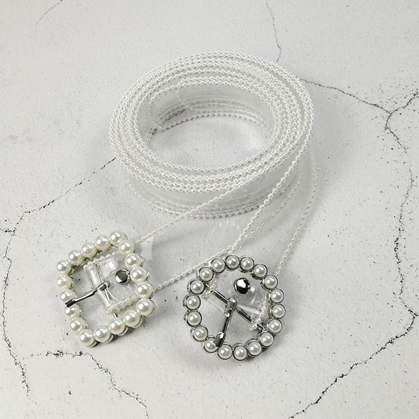 

2020 new transparent pvc belt ladies pearl european and american fashion simple belt, Black;brown