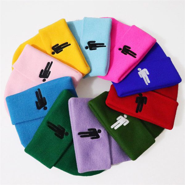 

19 colors billie eilish knitted hat billie eilish women winter warm casual crochet hat embroidery colorful men knitted cap wholesale jy708, Yellow