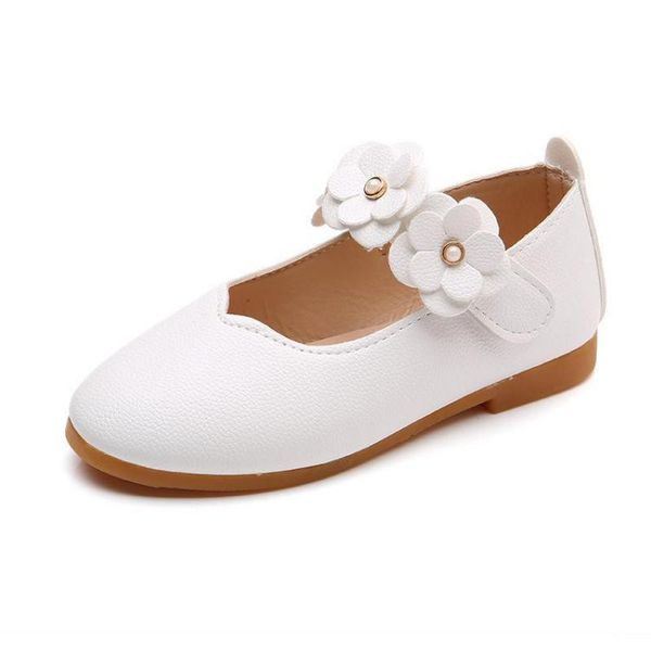 

2019 summer girls princess leather shoes for children dress shoes sandals flowers fashion white wedding kids school flat, Black;grey