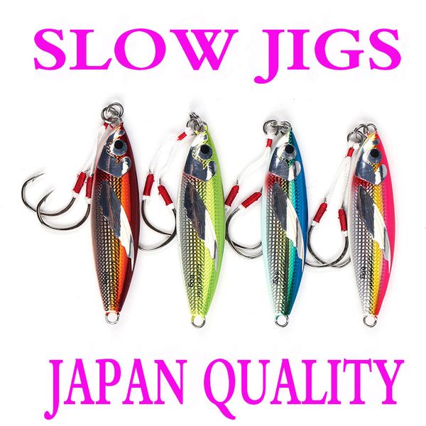 

slow jigging lures 2020 arrival japan quality lead fish with double hooks 40/60/80/100g jigs saltwater fishing lure hard bait