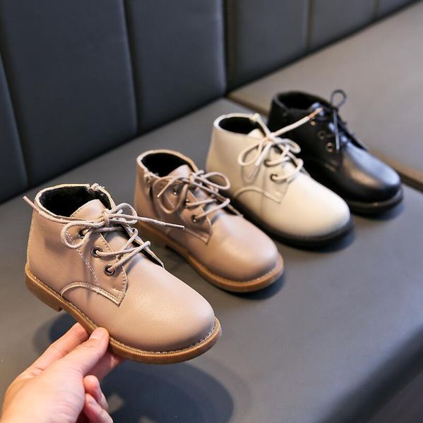 

child casual shoes new winter martin boots boys shoes fashion leather soft antislip girls snow boots 21-30 sport running, Black;grey