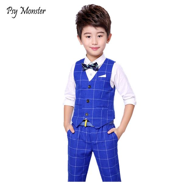 

flower boy suit for weddings prom party 3t-14y children slim fit suit sets boys tuxedo formal vest pants classic costume f76, White