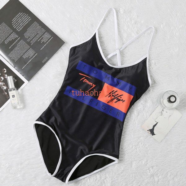 

summer ladies backless triangular one-piece swimsuit women's letter thin slim cover slim swimsuit letter style beach swimsuit, Blue;gray
