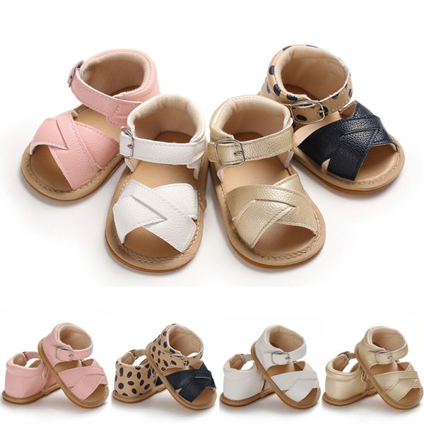 

0-18m fashion pu leather newborn infant baby girls sandals prewalker non-slip shoes summer soft toddler sandals, Black;red