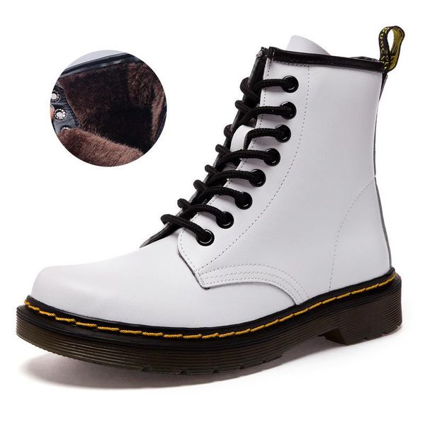 

brand mens boots martens leather winter warm shoes motorcycle mens ankle boot doc martins fur couple oxfords shoes lk6, Black