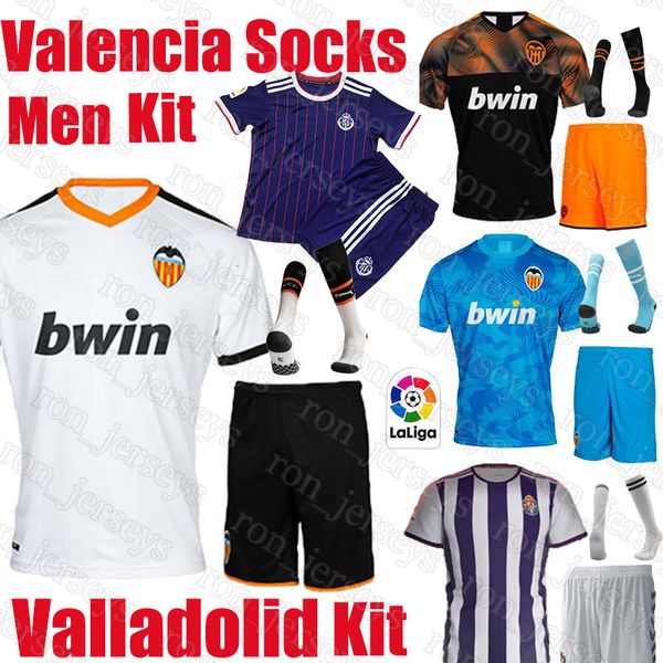 

19 20 valencia cf soccer jersey valladolid men kits uniform rodrigo parejo kang in football shirt toni villa mata luismi socks, Black
