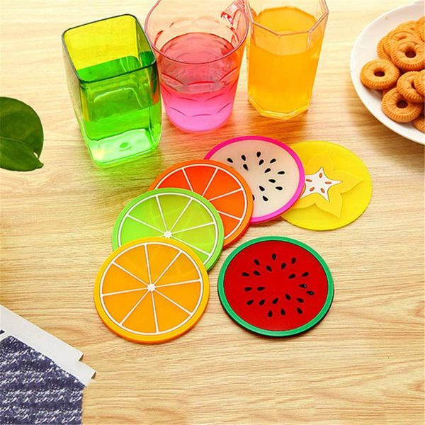 

красочные фрукты формы coaster мат рекламной симпатичная pattern силиконовых круглый coaster держатель толстых напиток ножевых coaster кубок