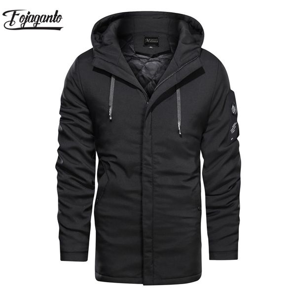 

fojaganto winter new men long parkas male brand thick windproof warm hooded outerwear male casual parka coat, Black