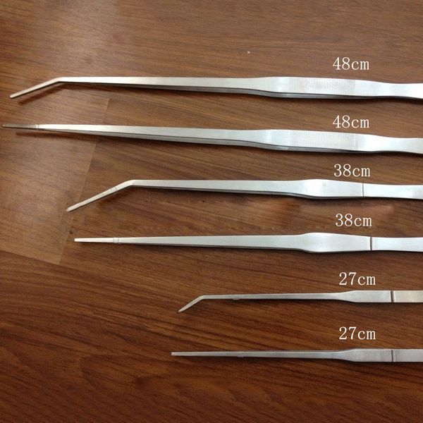 

stainless steel 27cm/38cm/48cm straight/elbow aquarium fish tank tweezers pliers plants tweezers forceps clip cleaning tools