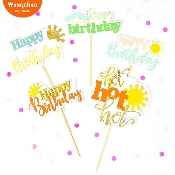 

happy birthday sunshine cupcake ers summer party supplies summer ice cream solar cloud theme glitter charming cake er