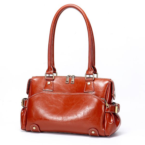 

elegant and lovely solid color split leather dignified atmospheric handbag exquisite multi-function large-capacity handbag