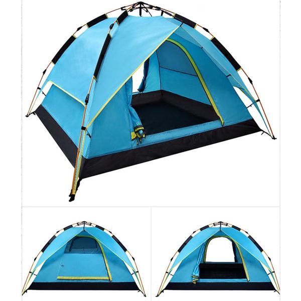 

3 / 4 person automatic tent beach tent two-layer double leisure 200 * 200 * 135cm 190t polyester pu green / blue
