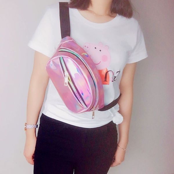 

holographic fanny pack women laser bum travel beach shiny waist bags hip bag fashion hologram pvc travel