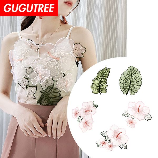 

gugutree embroidery big leaf flower patch animal cartoon patches badges applique patches for clothing dxl-81, Black