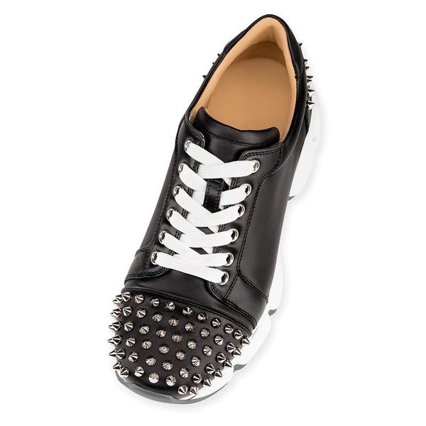 

2020 spike sock shoes red bottoms runner donna flat rubber shoes men women red bottom spike studded spikes casual flats sock shoes, Black